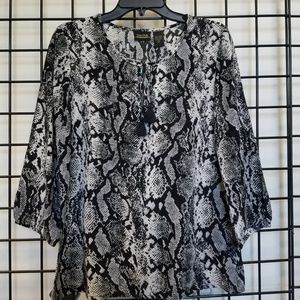 3/4 Sleeve Snake Pattern Printed Blouse